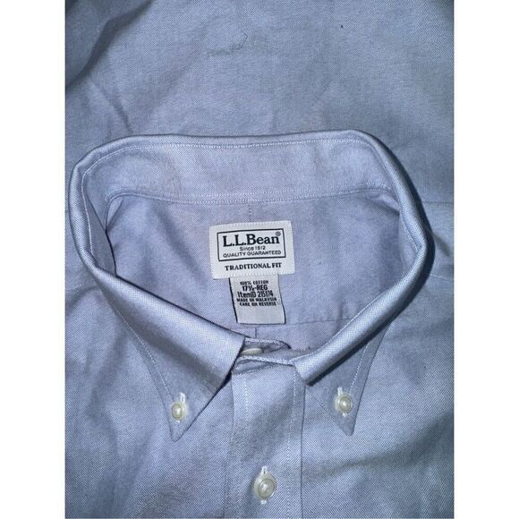 L.L.Bean Wrinkle-Free Classic Oxford Cloth Traditional Fit Shirt Size 17.5 Reg - Picture 3 of 4
